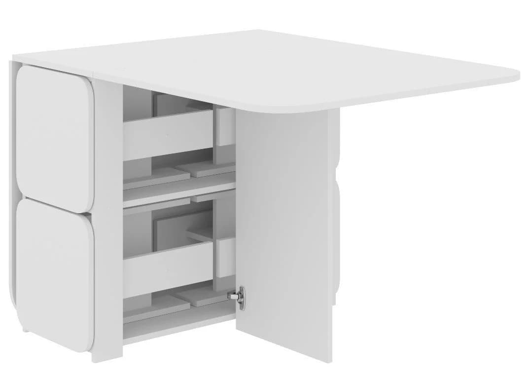 Rodnik Essgruppe Klapptisch Hocker Set 5-tlg Weiß Tisch-Transformer - Bild 5