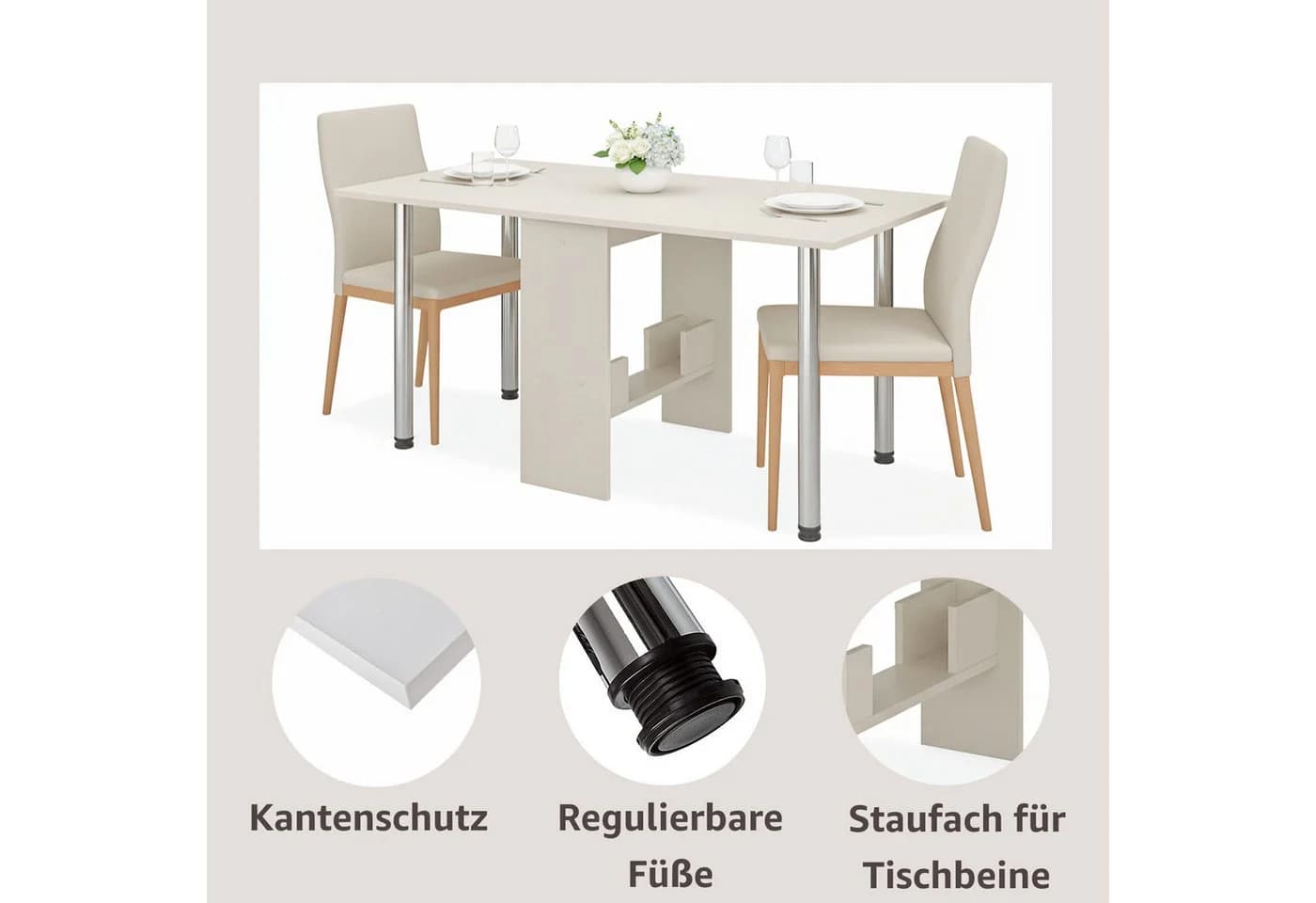 Rodnik Esstisch Amelie Klappbar Beige - Bild 4