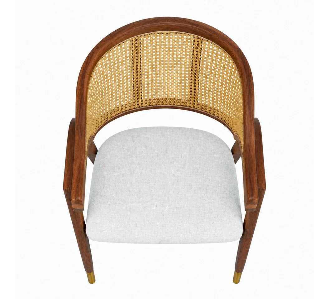 Vintagehaus Aureo Armlehnstuhl Mid-Century Massivholz Rattan