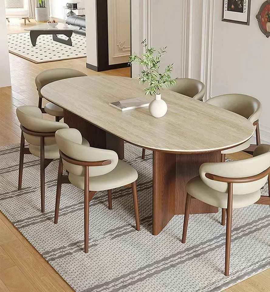 Vintagehaus Esstisch Travertin Optik Keramik Esche 180/200