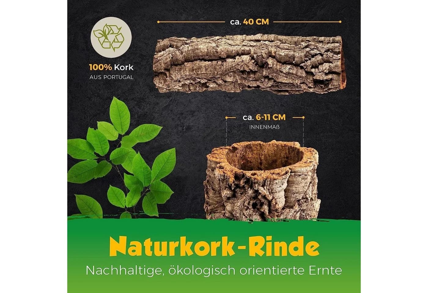 Kork-Deko.de Korkrinde Röhre Terrarien Deko Basteln