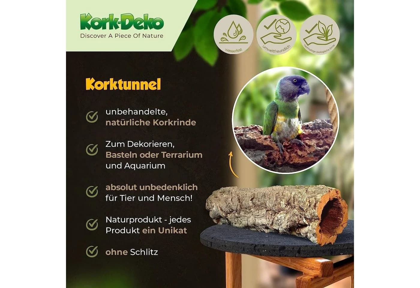 Kork-Deko.de Korkrinde Röhre Terrarien Deko Basteln - Bild 3