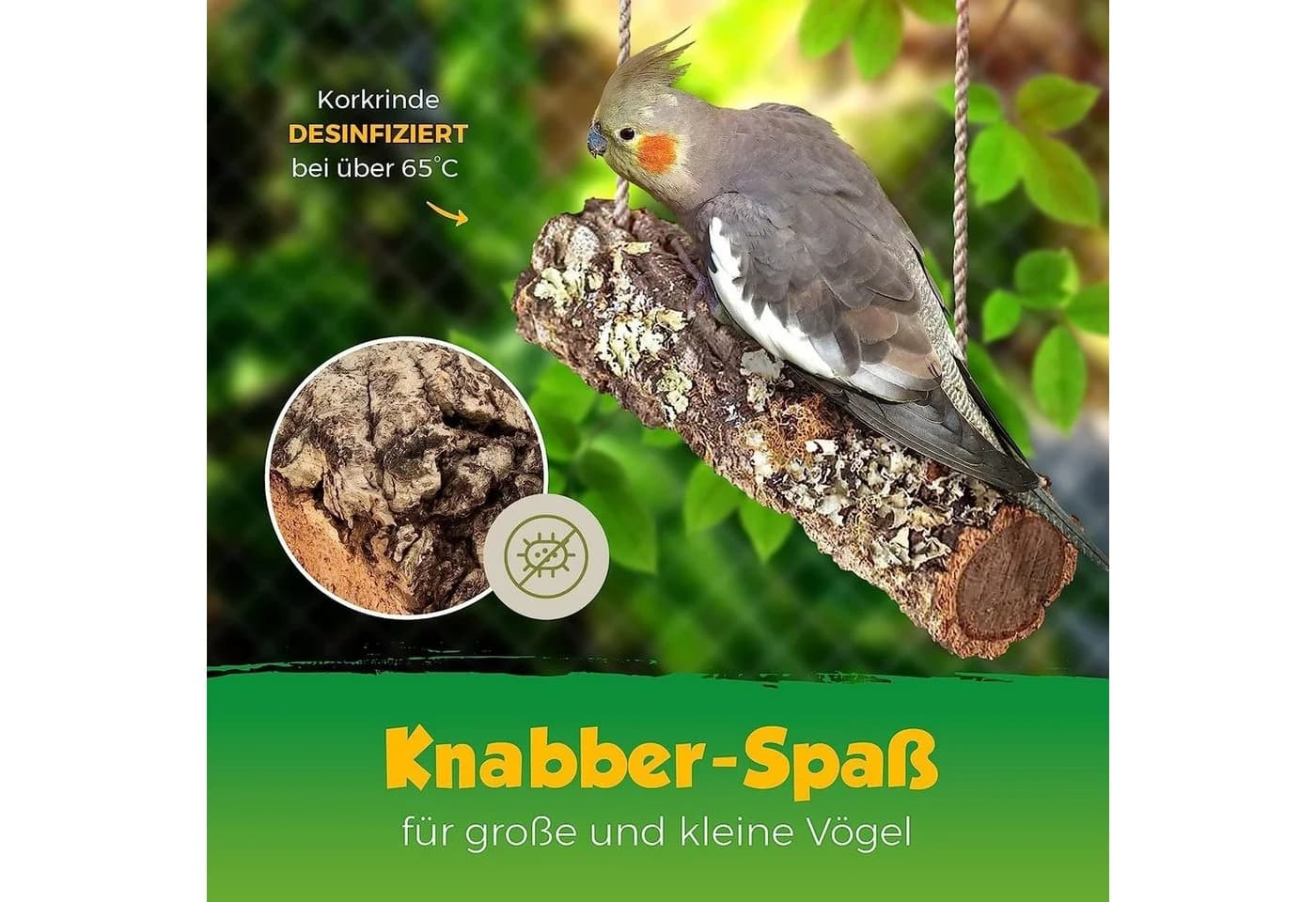 Kork-Deko.de Vogelspielplatz Mobile aus zwei Korkästen - Zum Sitzen, Spielen - Bild 5