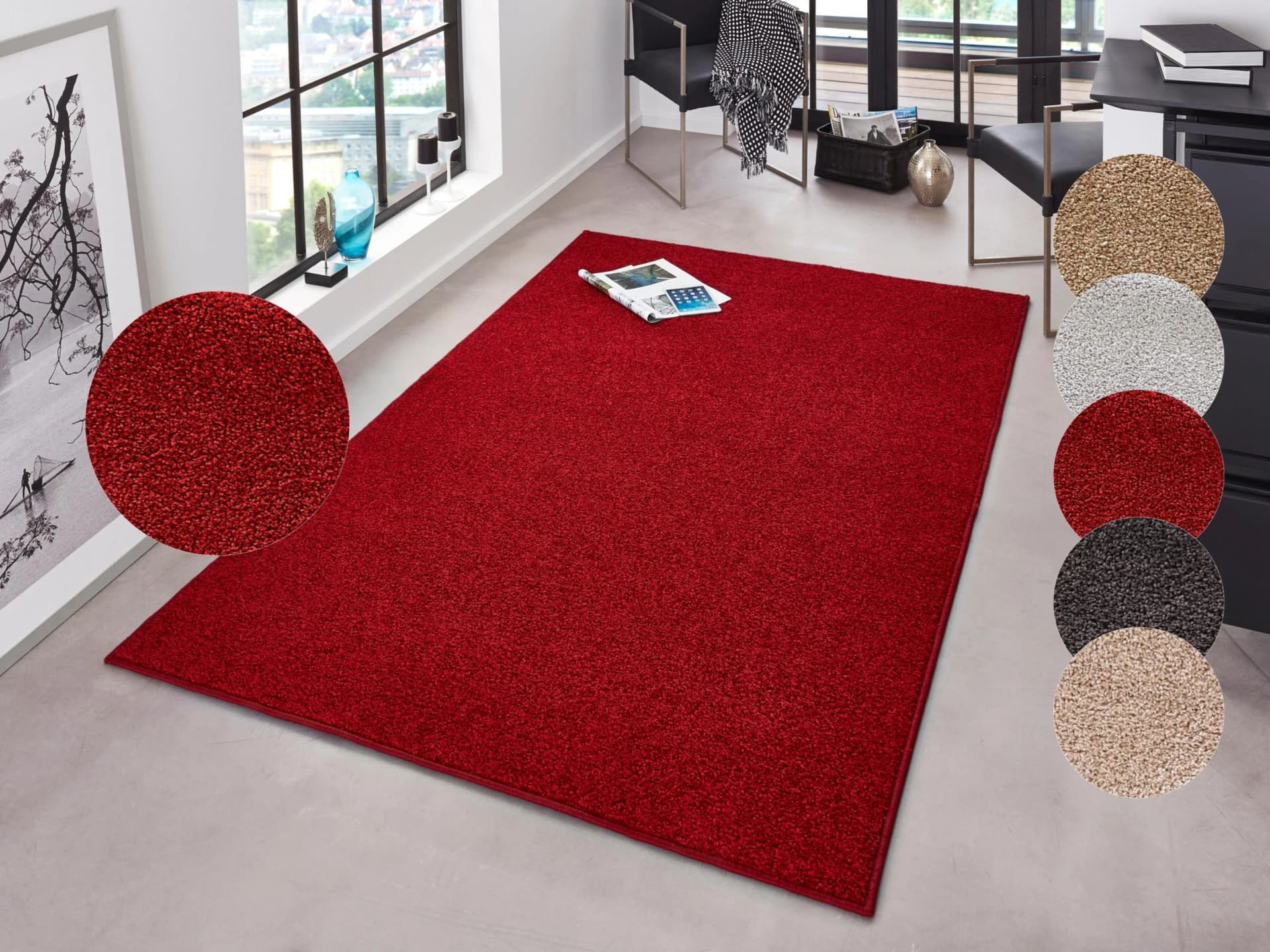 Hanse Home Teppich Pure 100 Kurzflor Rot 140x200 cm