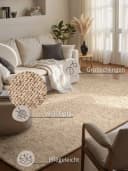 Skandinavischer Teppich im Flachgewebe-Stil, beige und braun Bild 3