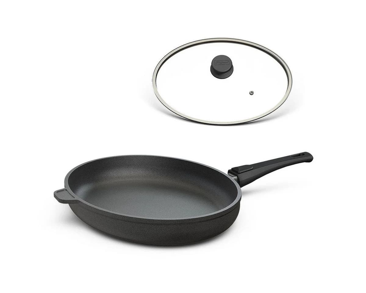 Hoffmann Germany Fischpfanne 38x28 cm mit Deckel Aluguss Antihaft - Bild 2