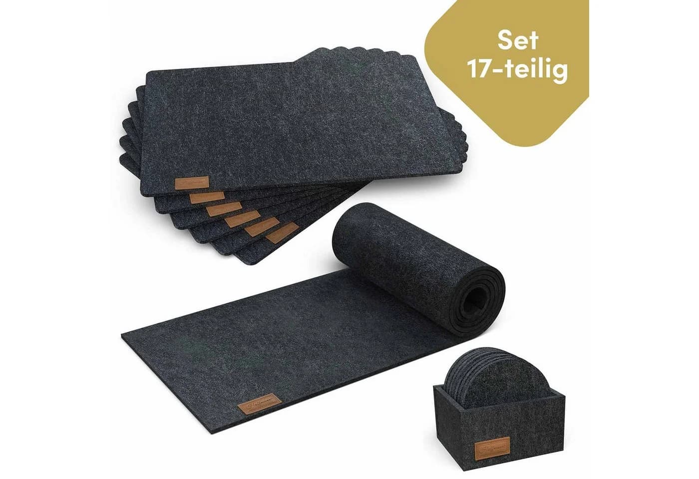 Hoffmann Germany Tischset 17-tlg. Anthrazit Filz Läufer Platzsets - Bild 2