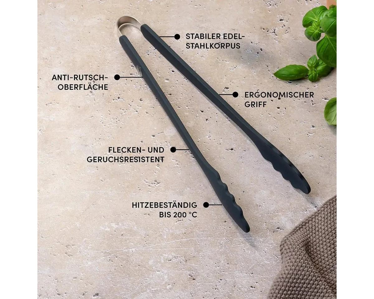 Hoffmann Germany Kochzange Silikon Edelstahl 33 cm anthrazit - Bild 4