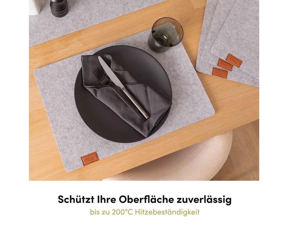 Hoffmann Germany Platzset Filz 6er-Set hellgrau hitzebeständig - Bild 3