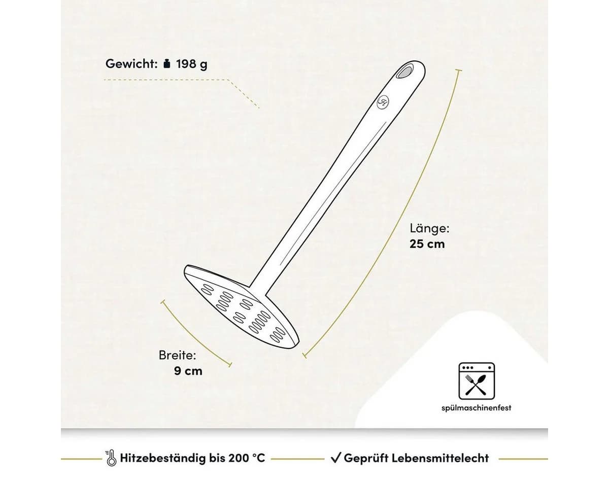 Hoffmann Germany Kartoffelstampfer Silikon Edelstahl 25 cm Anthrazit