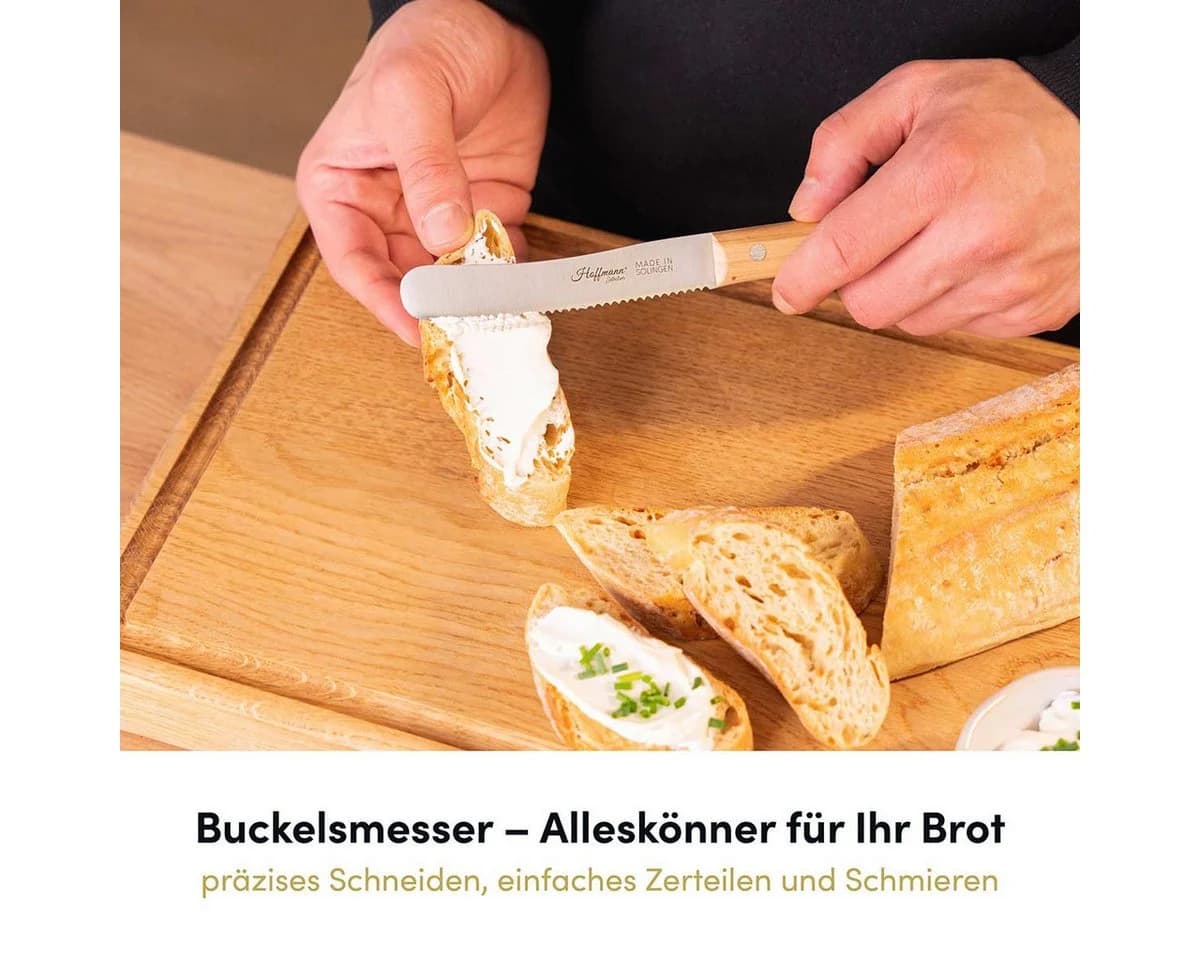 Hoffmann Germany Brotzeitmesser 4er-Set Buchenholzgriff Wellenschliff - Bild 4