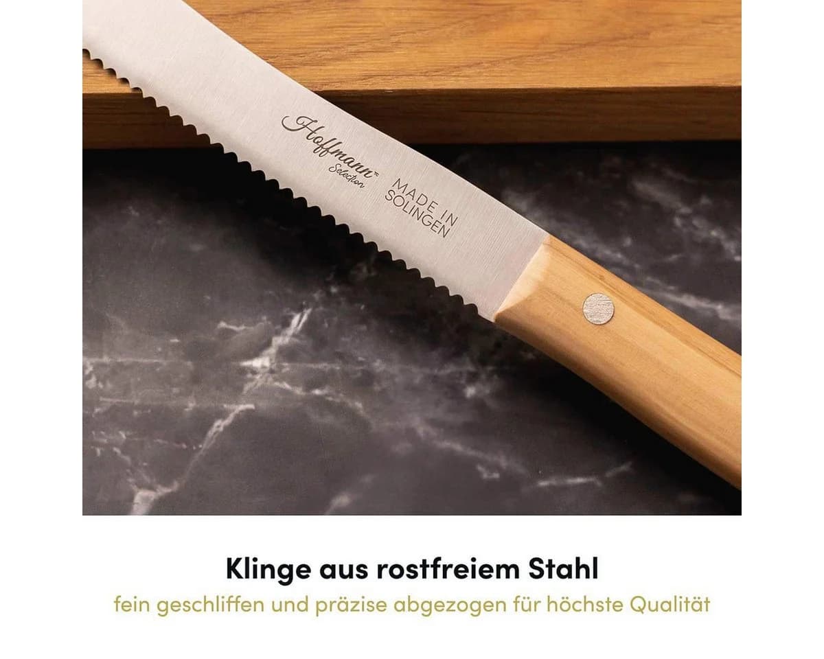 Hoffmann Germany Brotzeitmesser 4er-Set Buchenholzgriff Wellenschliff - Bild 5