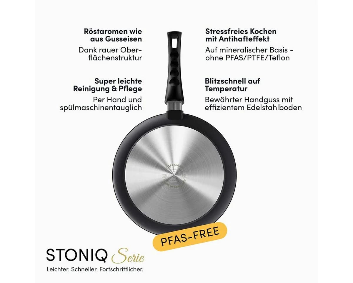 Hoffmann Germany Bratpfanne STONIQ PFAS-frei Aluguss Ø 20 cm Schwarz - Bild 4