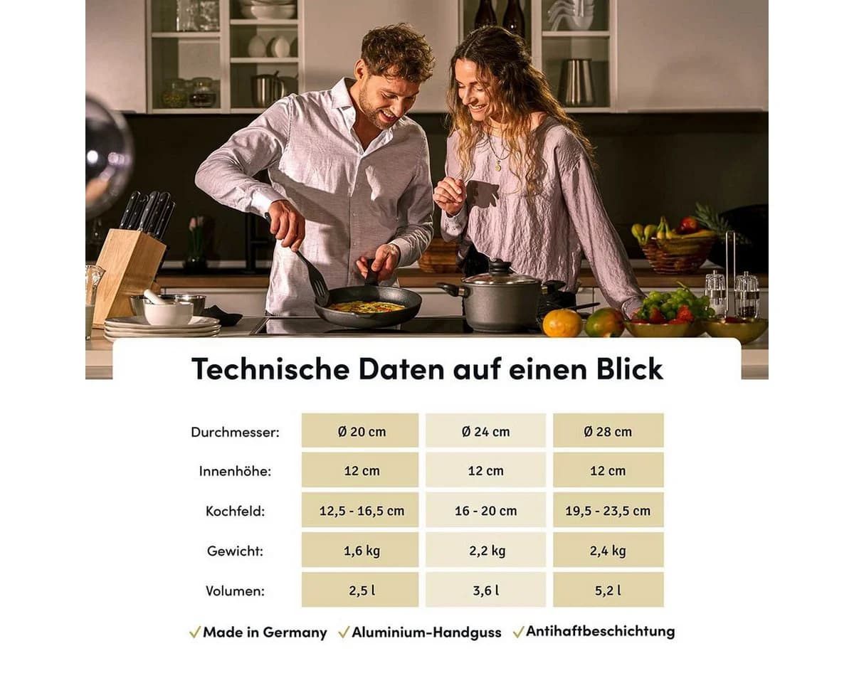Hoffmann Germany CLASSIQ Kochtopf Aluguss Antihaft Ø 20 cm Schwarz - Bild 3