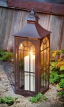 Dekoleidenschaft Kerzenlaterne Metall Glas Braun 45cm Gartenlaterne Bild 1