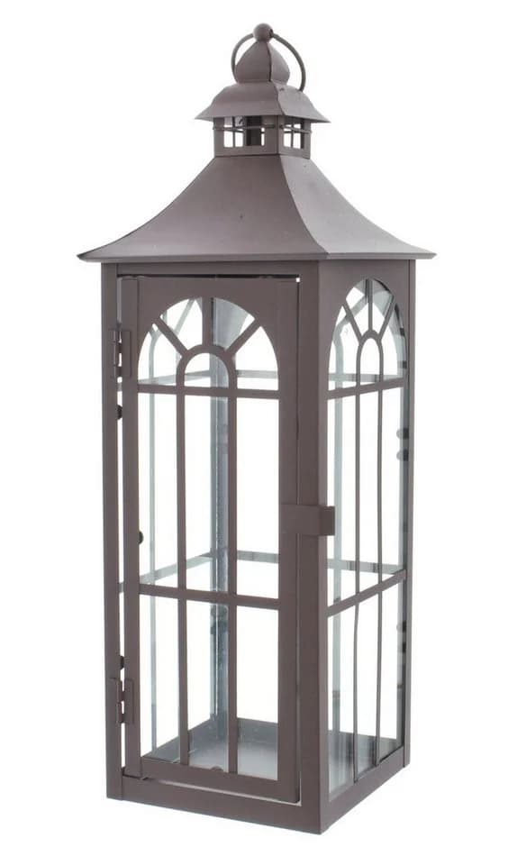 Dekoleidenschaft Kerzenlaterne Metall Glas Braun 45cm Gartenlaterne - Bild 2