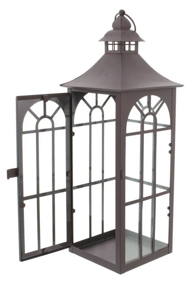 Dekoleidenschaft Kerzenlaterne Metall Glas Braun 45cm Gartenlaterne - Bild 5