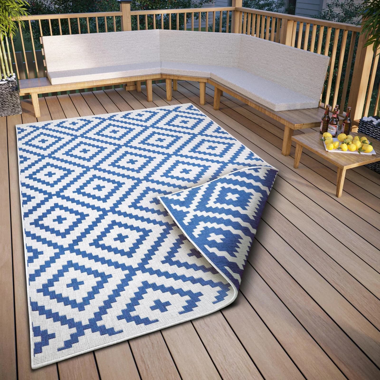 Teppich MY HOME Ronda Wendeteppich Blau/Creme Sisal-Optik
