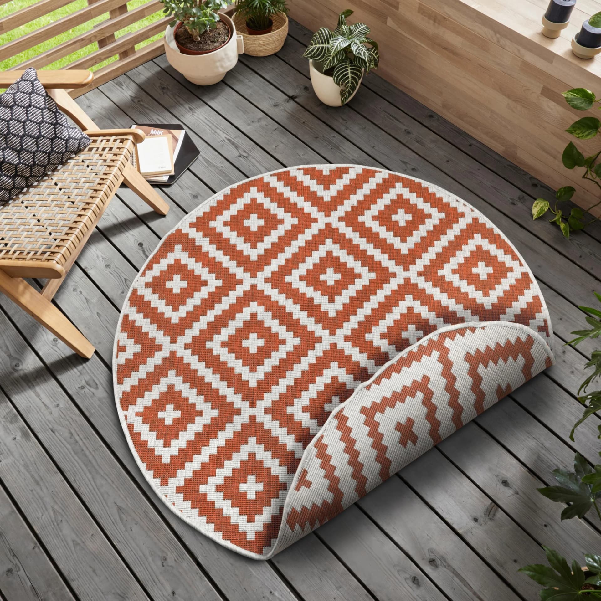 OTTO HOME Ronda Wendeteppich Rund Beige/Braun Boho Design