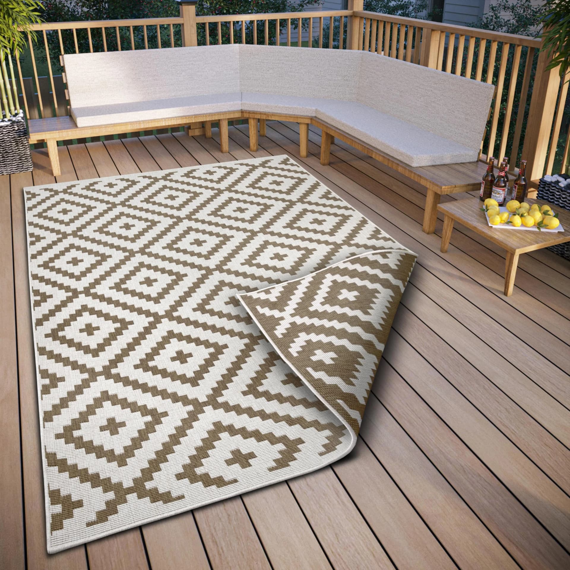 MY HOME Ronda Wendeteppich Sisal-Optik Geometrisches Boho Design