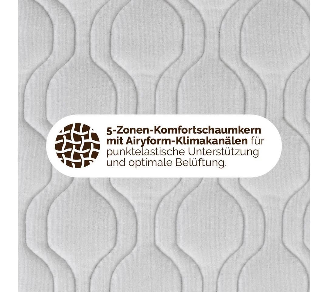 Di Quattro Komfortschaummatratze Airy Form 19, 19 cm Höhe, 5 Liegezonen, Hausstauballergiker geeignet - Bild 5