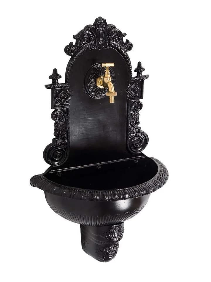 Aubaho Wandbrunnen Aluminiumguss Antik Schwarz - Bild 3