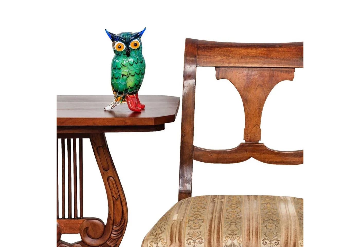 Aubaho Glasfigur Eule Vogel Dekoobjekt im Murano Antik Stil