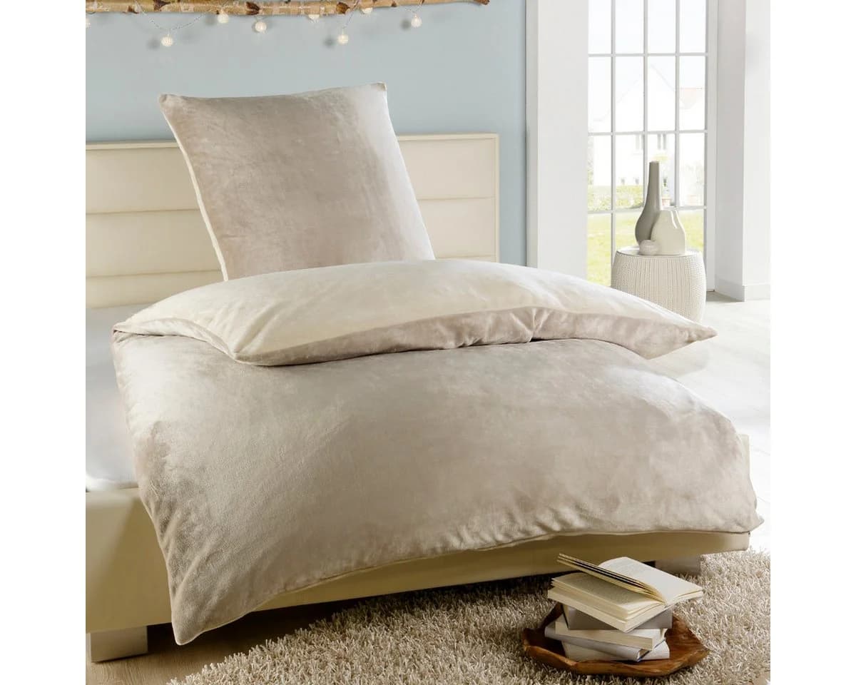 Malika Wendebettwäsche Cashmere-Touch Fleece Beige 2-teilig