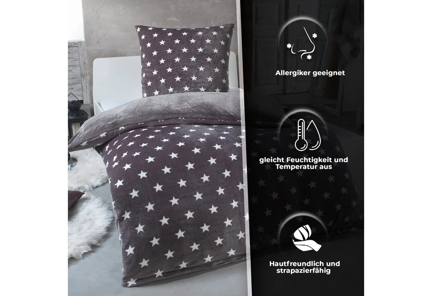 Malika Bettwäsche Grau Cashmere Touch Atmungsaktiv Allergikergeeignet