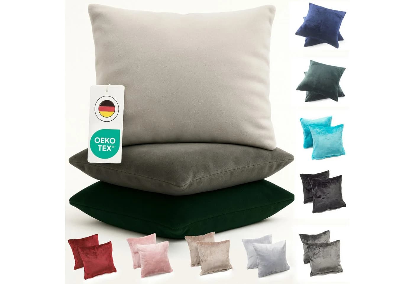 Malika Kissenbezug Cashmere-Touch Silber 2er-Pack