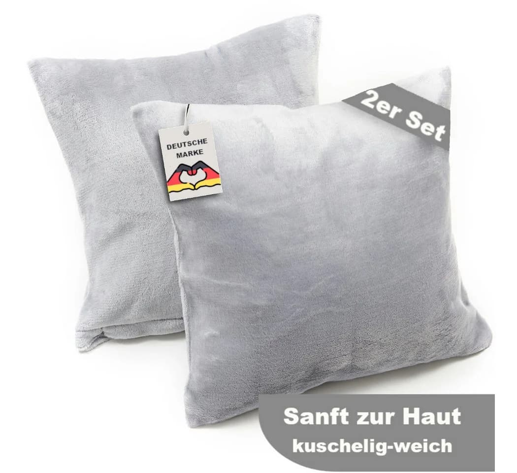 Malika Kissenbezug Cashmere-Touch Silber 2er-Pack - Bild 2
