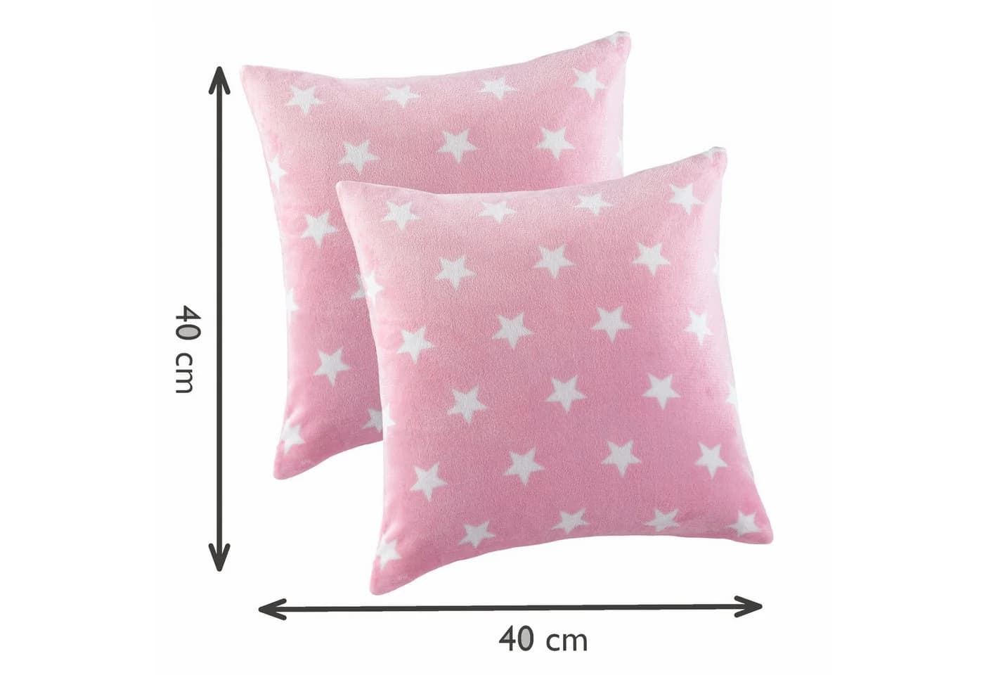 Malika Kissenbezug Cashmere-Touch Rosa Sterne-Muster 2er-Pack