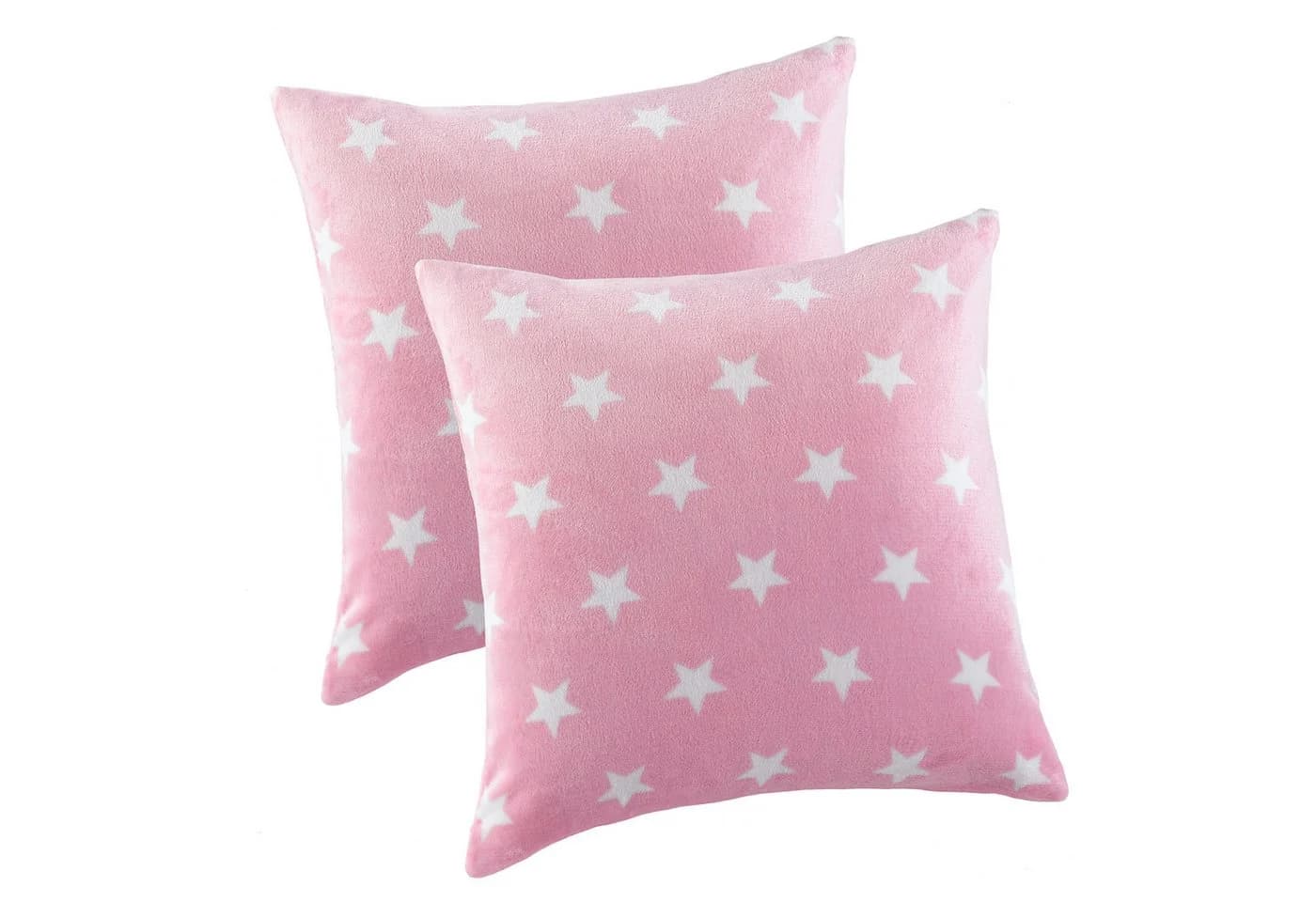 Malika Kissenbezug Cashmere-Touch Rosa Sterne-Muster 2er-Pack - Bild 2