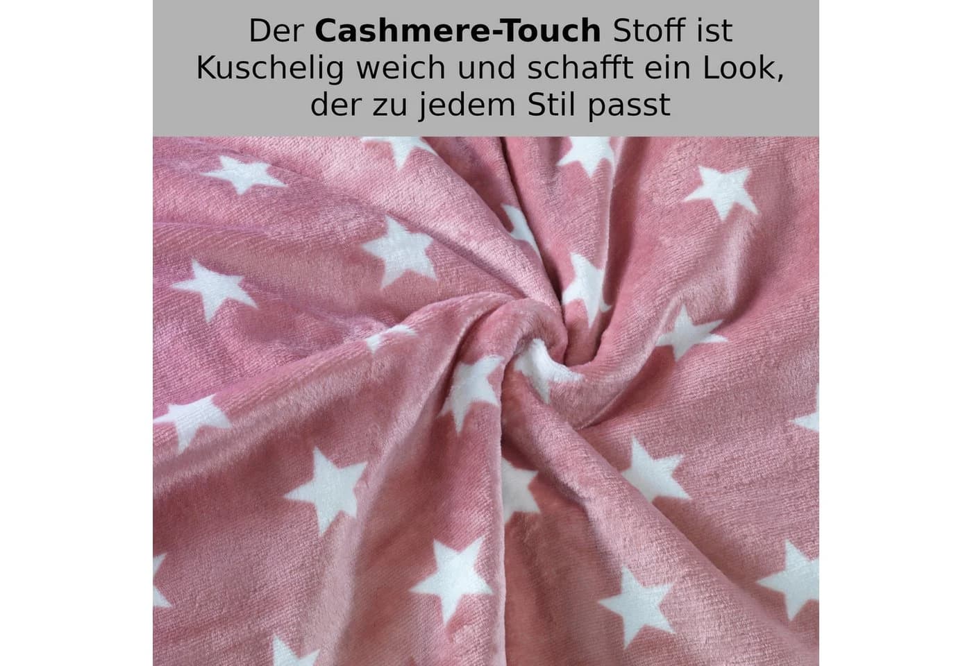 Malika Kissenbezug Cashmere-Touch Rosa Sterne-Muster 2er-Pack - Bild 4