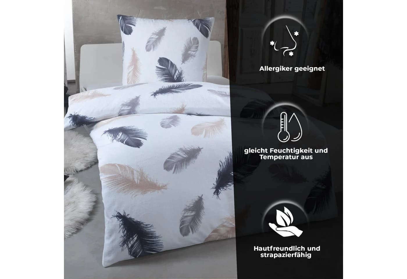 Malika Bettwäsche 135x200 + 80x80 cm Cashmere Touch Mikrofaser
