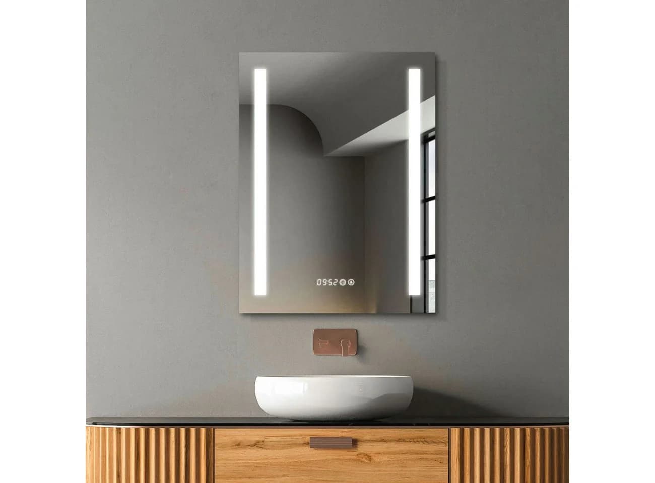 HOKO Badspiegel mit Beleuchtung und Uhr 50x70/60x80cm - Bild 2