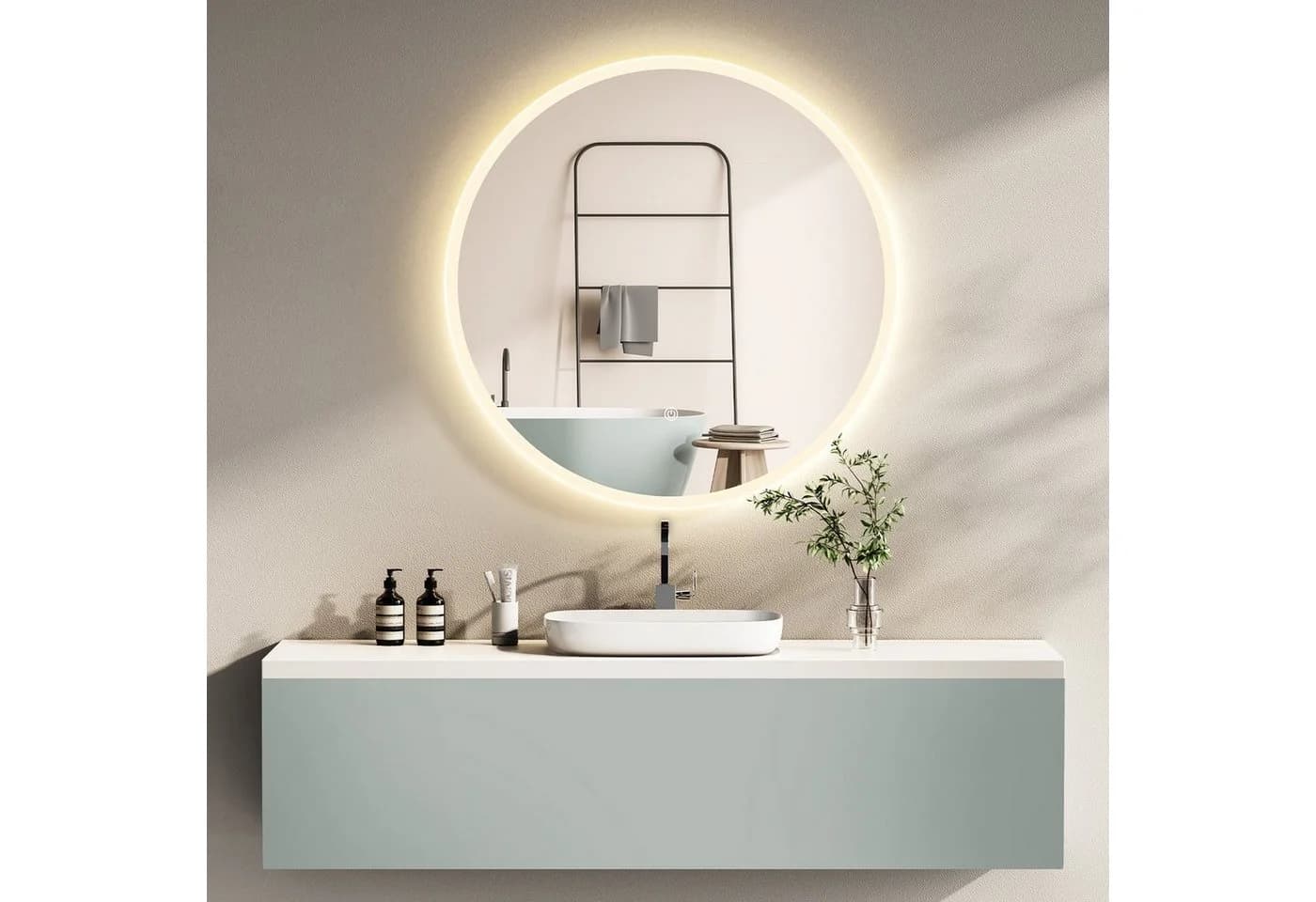 HOKO LED Badspiegel Schwarz Rund mit Beleuchtung Touch - Bild 2