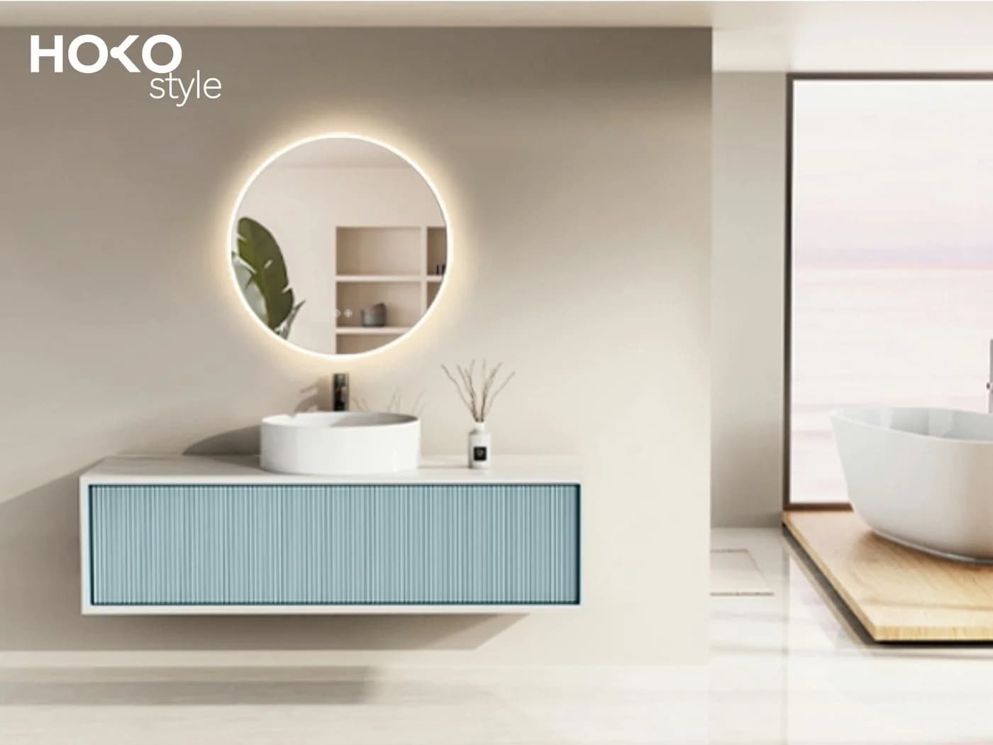 HOKO LED Badspiegel rund mit Beleuchtung, Anti-Beschlag und Memory-Funktion - Bild 2