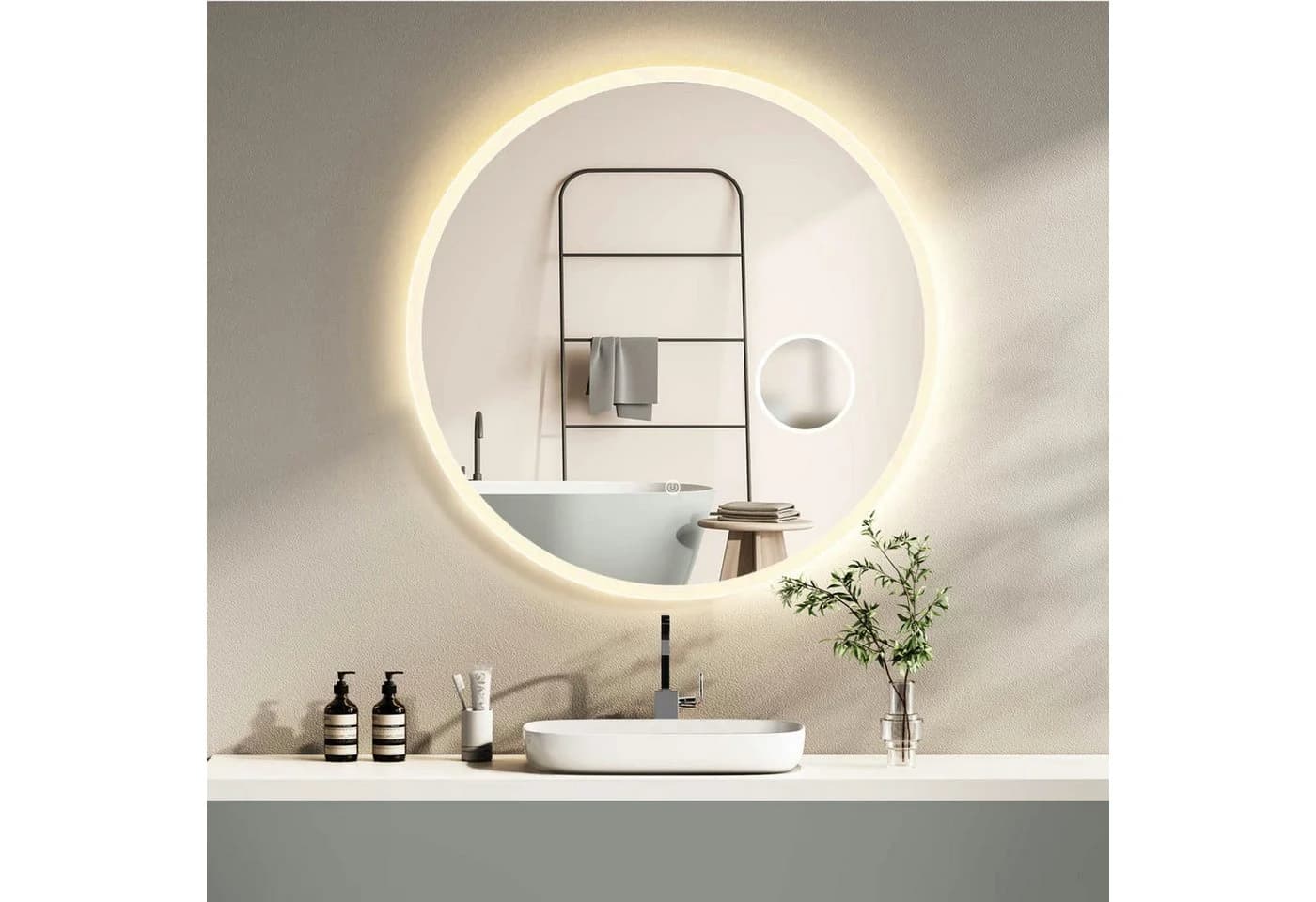 HOKO LED Badspiegel Schwarz Rund 60cm mit Touch-Sensor - Bild 2