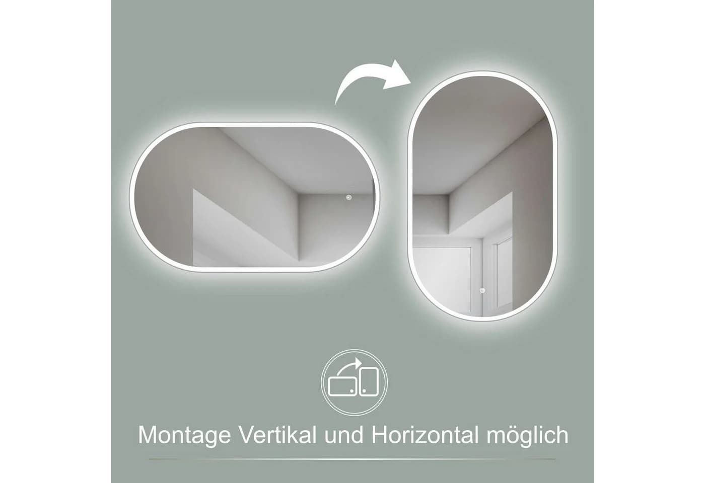 HOKO Badspiegel mit Beleuchtung, Badezimmerspiegel mit Licht - Bild 3
