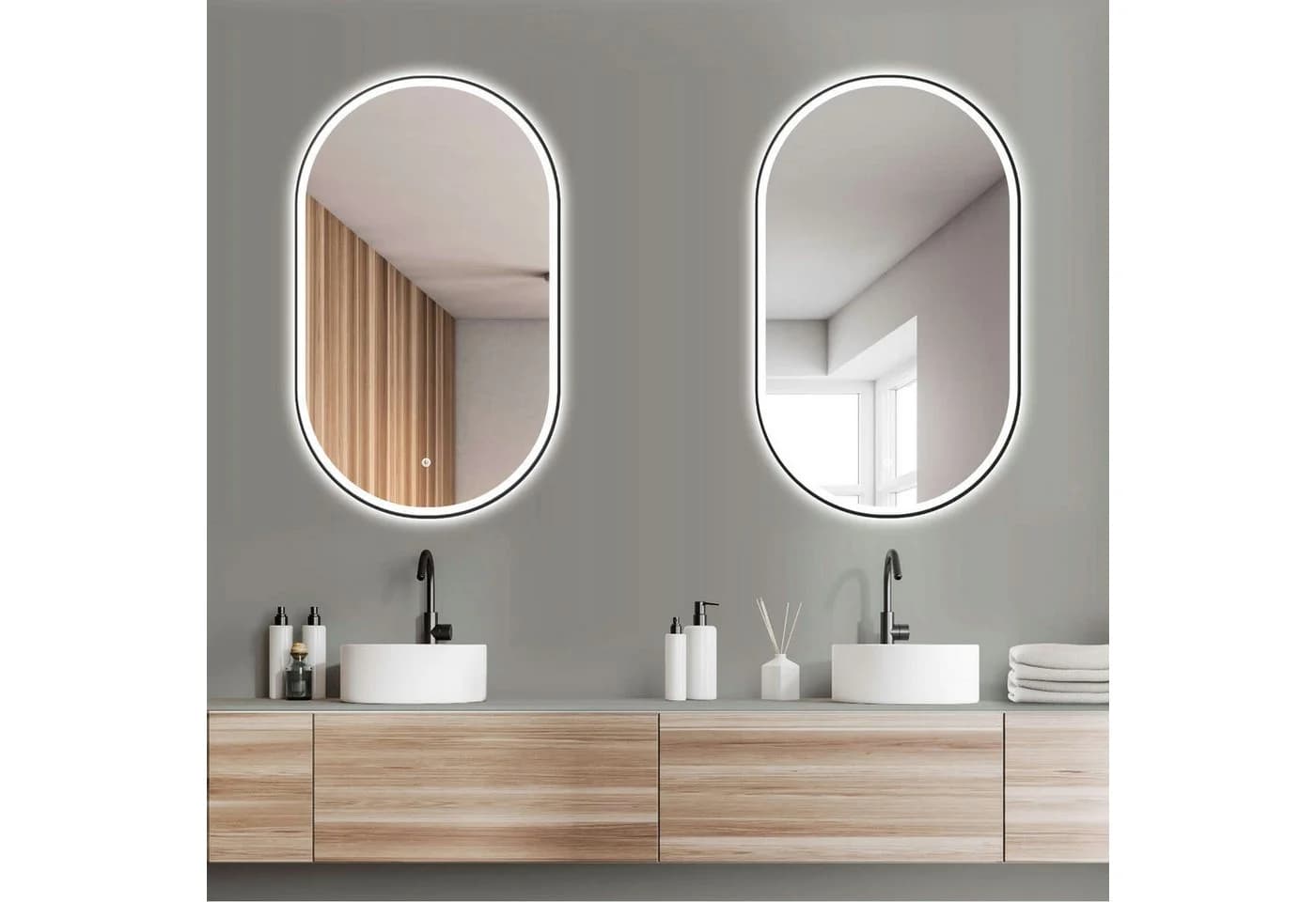 HOKO Badspiegel LED Design Oval Antibeschlag mit Touch-Schalter - Bild 4