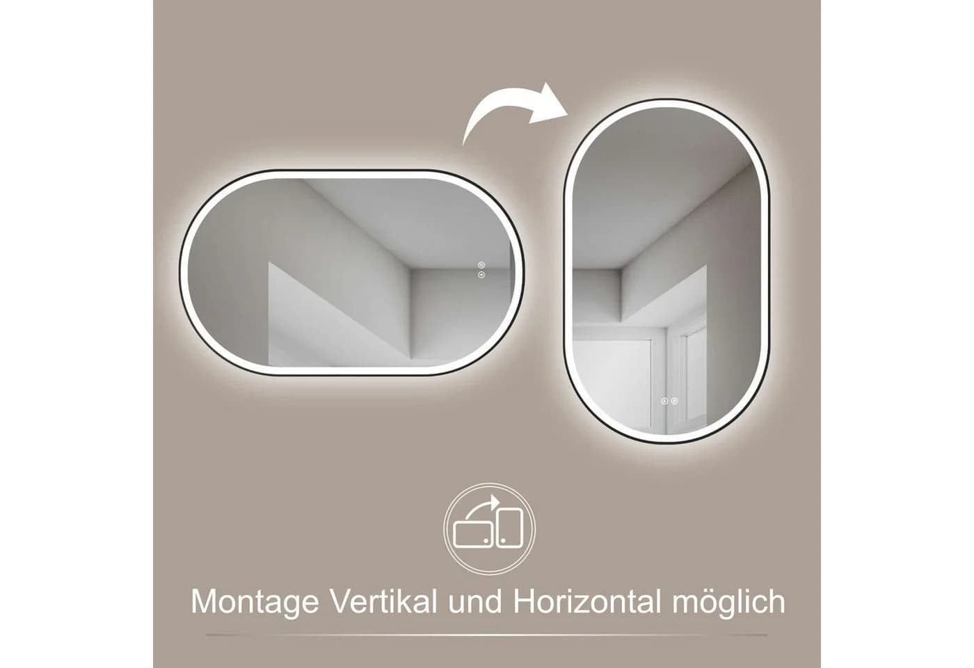 HOKO Badspiegel LED Oval Antibeschlag Touch IP44 HD-Glas - Bild 4