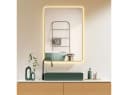 HOKO Badspiegel LED Antibeschlag Gold Metallrahmen Touch Schalter Bild 2