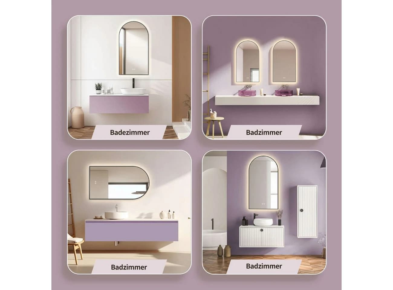 HOKO Badspiegel mit LED-Beleuchtung und Antibeschlag-Funktion Gold/Schwarz