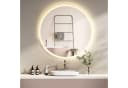 HOKO LED Badspiegel rund mit Antibeschlag & Touch-Schwarz Aluminium Bild 2