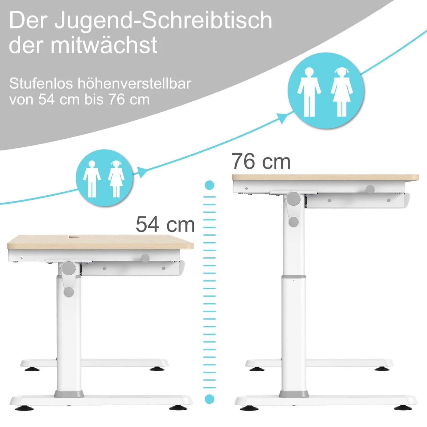 HOKO Kinderschreibtisch höhenverstellbar mit Tischaufsatz und Buchhalter - Bild 5