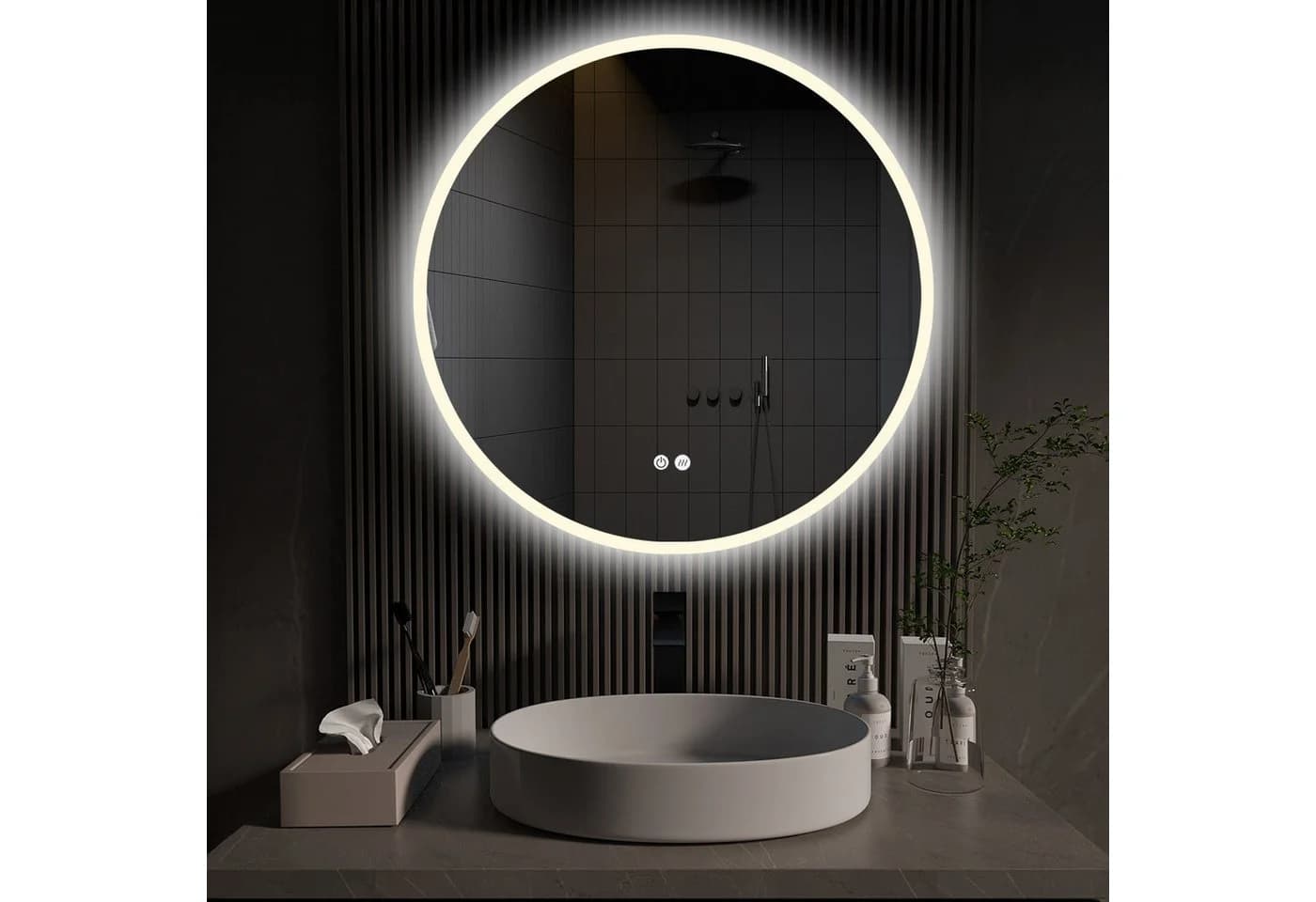 HOKO Badspiegel LED Antibeschlag Silber Touch-Schalter - Bild 2