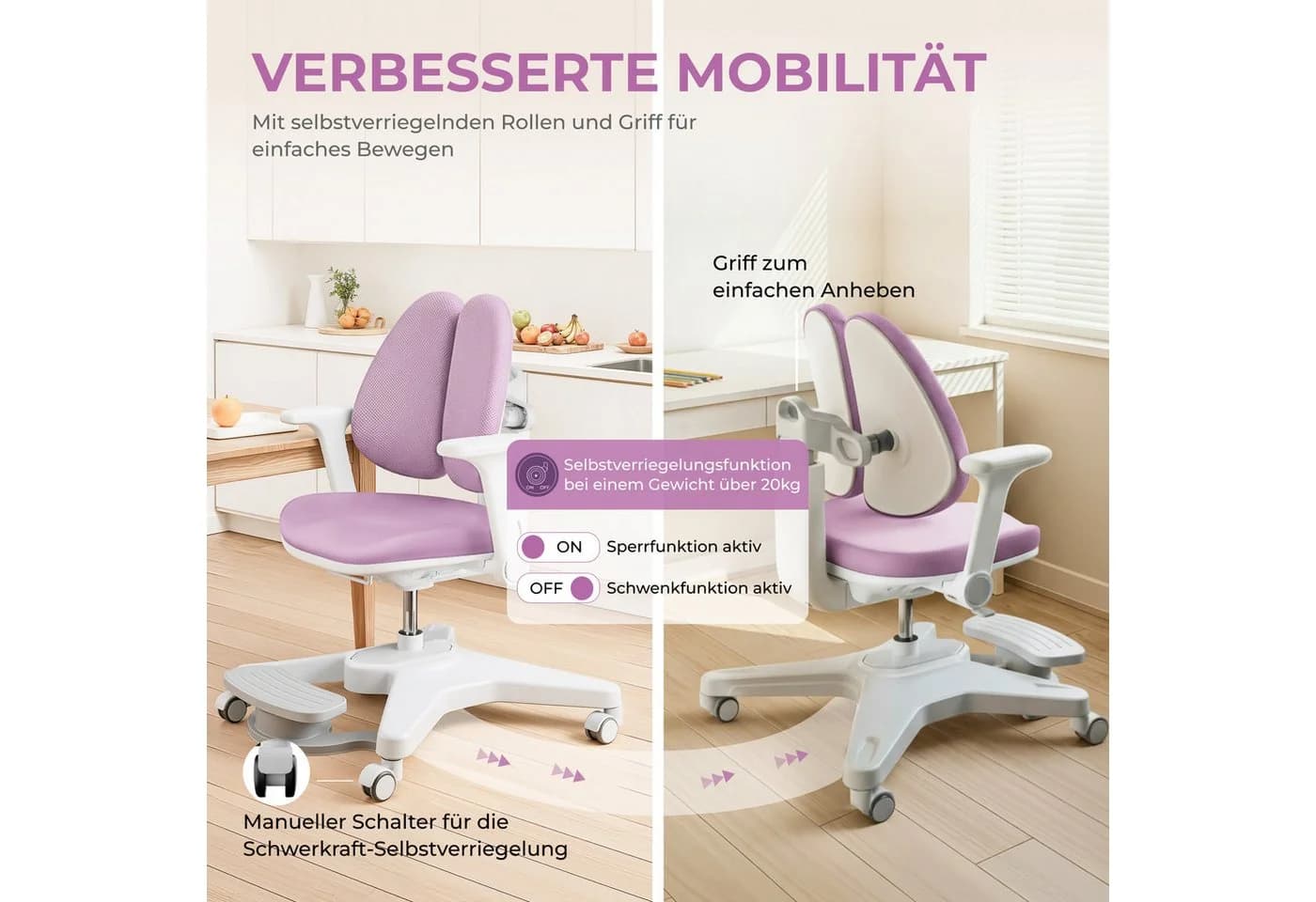 HOKO Kinderstuhl Höhenverstellbarer Ergonomisch Violett - Bild 4