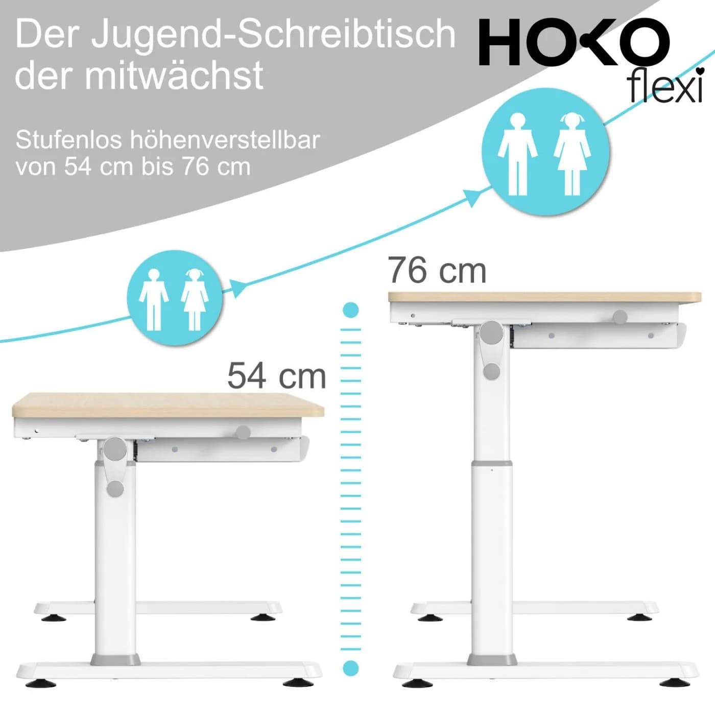 HOKO Kindertisch Schülerschreibtisch höhenverstellbar mit Lernstuhl - Bild 4