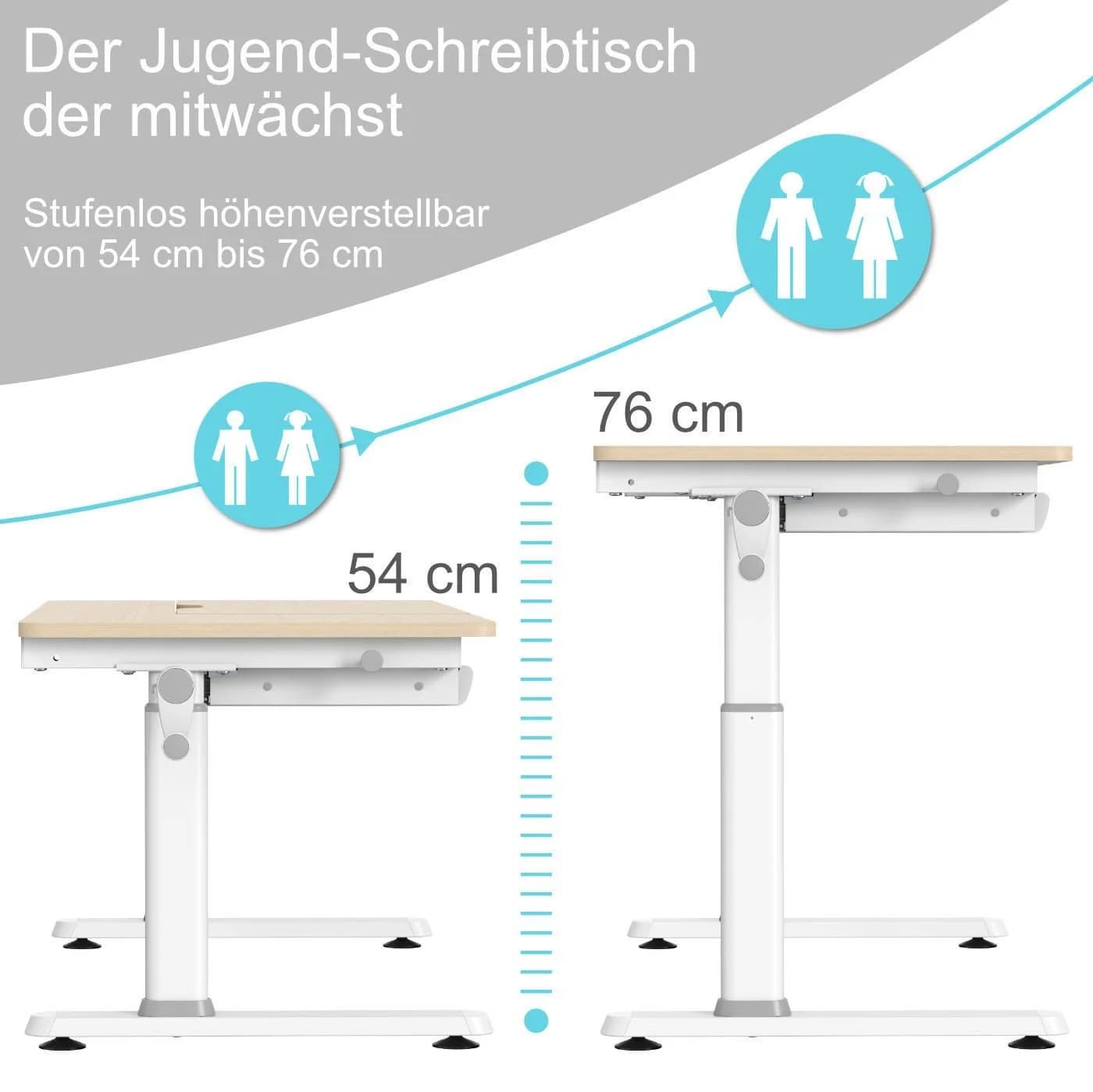 HOKO Kinderschreibtisch höhenverstellbar mit Rosa Kinderstuhl - Bild 3